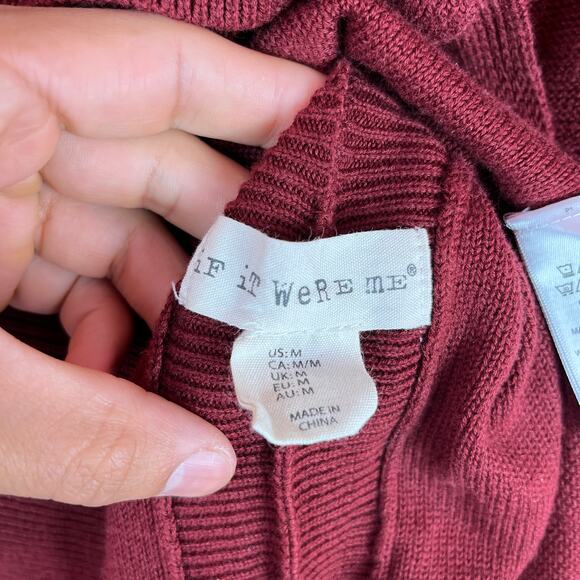 Anthropologie If It Were Me Womens Sweater Burgundy V Neck Criss Cross Back M - Picture 6 of 12